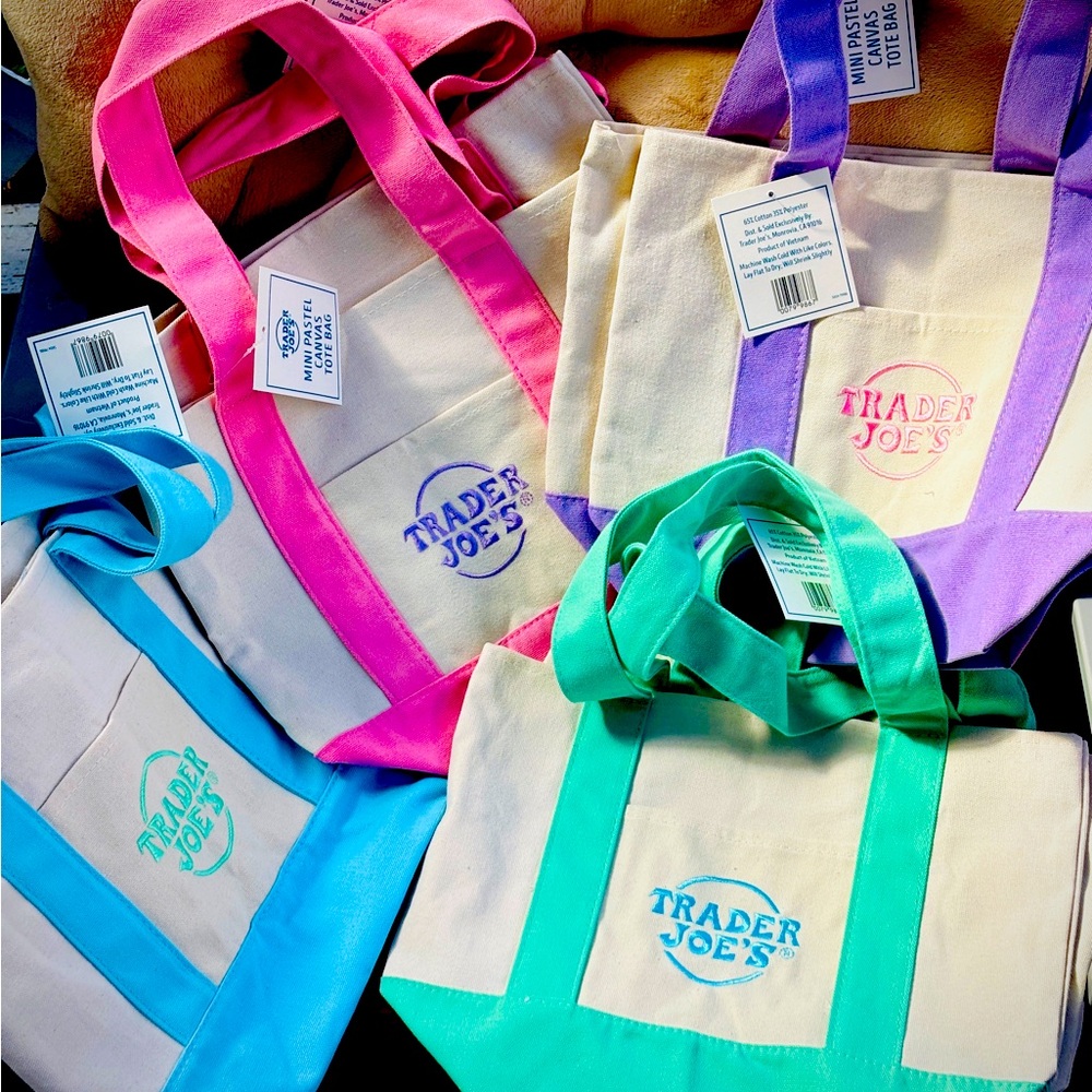 Trader Joe’s Mini Pastel Canvas Tote Bags—Set Of 8